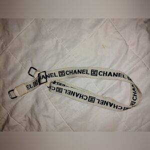 CHANEL White Strap with Black Logo